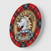 Clan Ramsay Crest over Red Tartan Grote Klok (Hoek)
