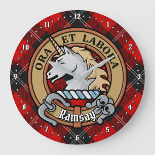 Clan Ramsay Crest over Red Tartan Grote Klok