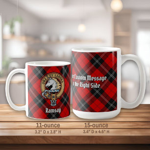 Clan Ramsay Crest over Red Tartan Koffiemok