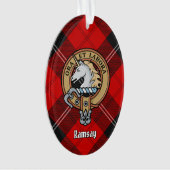 Clan Ramsay Crest over Red Tartan Ornament (voorkant)