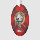 Clan Ramsay Crest over Red Tartan Ornament (voorkant)
