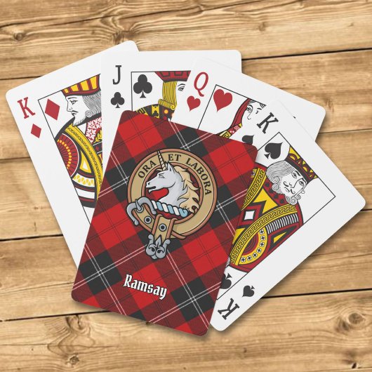 Clan Ramsay Crest over Red Tartan Pokerkaarten