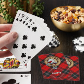 Clan Ramsay Crest over Red Tartan Pokerkaarten (Insitu)