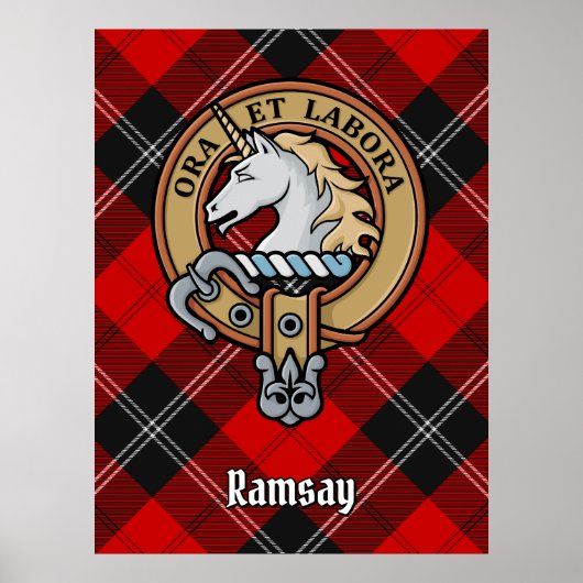 Clan Ramsay Crest over Red Tartan Poster (Voorkant)