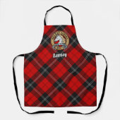 Clan Ramsay Crest over Red Tartan Schort (Voorkant)