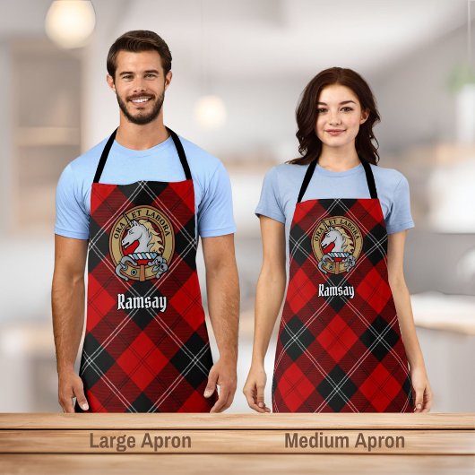 Clan Ramsay Crest over Red Tartan Schort