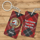 Clan Ramsay Crest over Red Tartan Sleutelhanger
