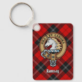 Clan Ramsay Crest over Red Tartan Sleutelhanger (Voorkant)