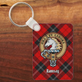 Clan Ramsay Crest over Red Tartan Sleutelhanger (Voorkant)
