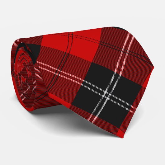 Clan Ramsay Crest over Red Tartan Stropdas (Opgerold)