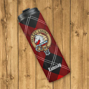 Clan Ramsay Crest over Red Tartan Thermosbeker