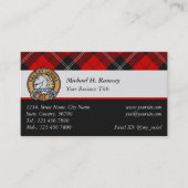 Clan Ramsay Crest over Red Tartan Visitekaartje (Voorkant)