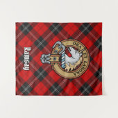 Clan Ramsay Crest over Red Tartan Wandkleed (Voorkant (horizontaal))