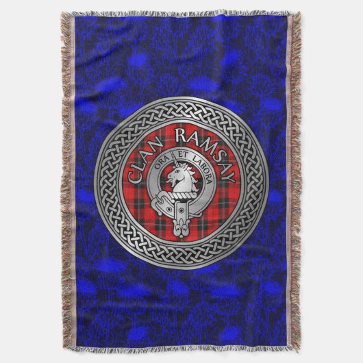 Clan Ramsay Crest & Tartan Knot Deken (Voorkant Verticaal)