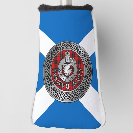 Clan Ramsay Crest & Tartan Knot Golfheadcover (Draai 90)