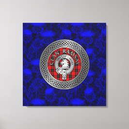 Clan Ramsay Crest & Tartan Knot op Thistle Canvas Afdruk