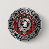 Clan Ramsay Crest & Tartan Knot Ronde Button 5,7 Cm (Voorkant)
