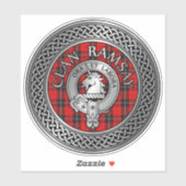 Clan Ramsay Crest & Tartan Knot Sticker (Vel)