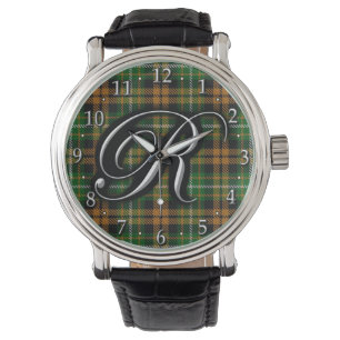 Clan Ramsay Ramsey Letter R Monogram Oranje Tartan Horloge