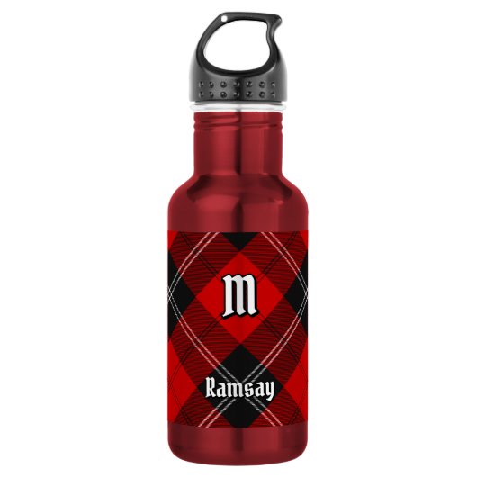 Clan Ramsay Rode Tartan Waterfles (Voorkant)