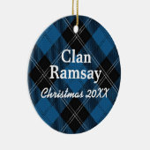 Clan Ramsay Scottish Blue Hunting Tartan Keramisch Ornament (Rechts)