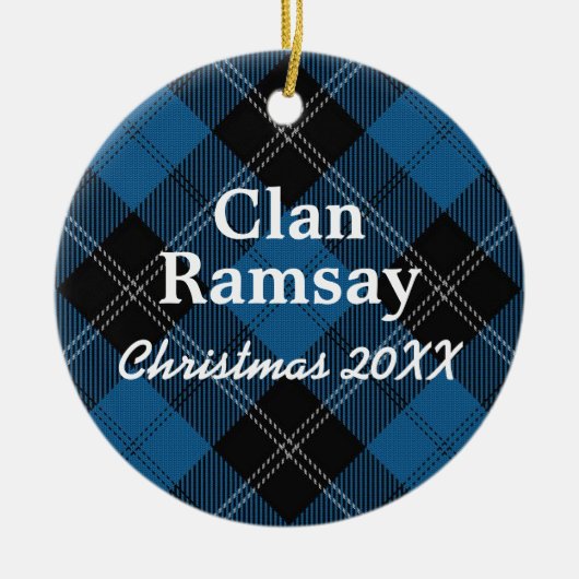 Clan Ramsay Scottish Blue Hunting Tartan Keramisch Ornament (Voorkant)