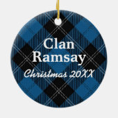 Clan Ramsay Scottish Blue Hunting Tartan Keramisch Ornament (Achterkant)