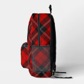 Clan Ramsay Wapen over Rode Tartan Bedrukte Rugzak (Rechts)