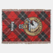 Clan Ramsay Wapen over Rode Tartan Deken (Voorkant)