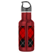 Clan Ramsay-wapen over rode tartan Waterfles (Achterkant)
