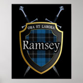 Clan Ramsey Ramsay Tartan Scottish Shield & Swords Poster (Voorkant)