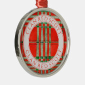 CLAN RED SCOTT Premium Ronde Kerstbal + Tekst Metalen Ornament (Rechts)