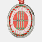 CLAN RED SCOTT Premium Ronde Kerstbal + Tekst Metalen Ornament (Links)