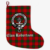Clan Robertson Crest Badge & Tartan Grote Kerstsok (Voorkant)