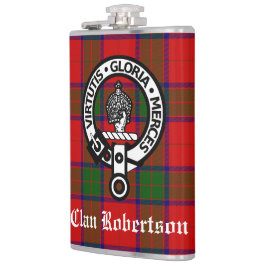 Clan Robertson Crest Badge & Tartan Heupfles