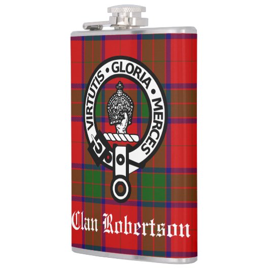 Clan Robertson Crest Badge & Tartan Heupfles (Links)