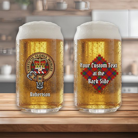 Clan Robertson Crest over Tartan Blikvorm Glas
