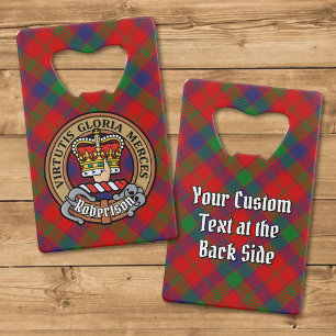 Clan Robertson Crest over Tartan Creditkaart Flessenopener