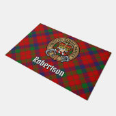 Clan Robertson Crest over Tartan Deurmat (Schuin)