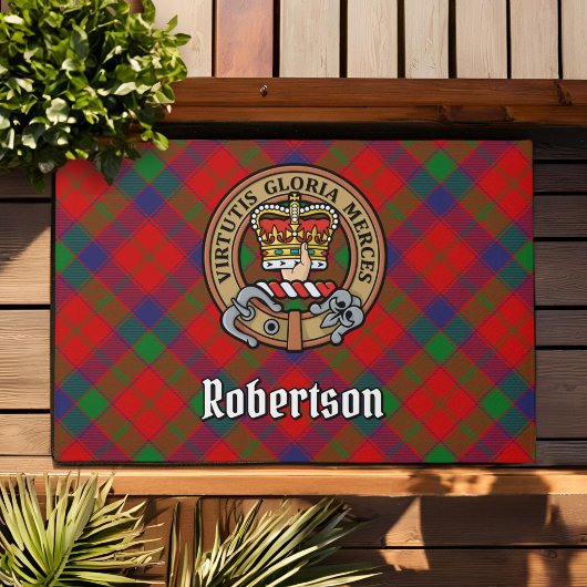 Clan Robertson Crest over Tartan Deurmat