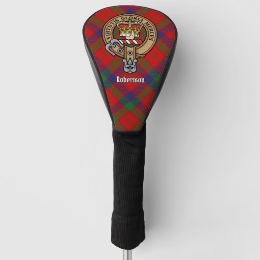 Clan Robertson Crest over Tartan Golfheadcover (Voorkant)