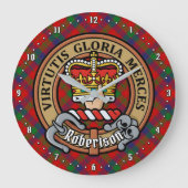 Clan Robertson Crest over Tartan Grote Klok (Voorkant)