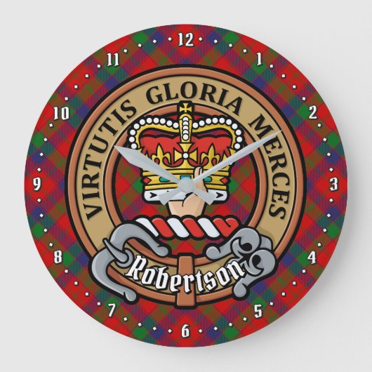 Clan Robertson Crest over Tartan Grote Klok (Voorkant)