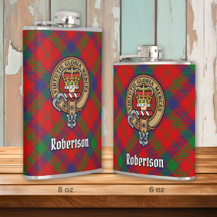Clan Robertson Crest over Tartan Heupfles