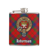 Clan Robertson Crest over Tartan Heupfles (Voorkant)
