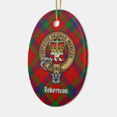 Clan Robertson Crest over Tartan Keramisch Ornament (Links)