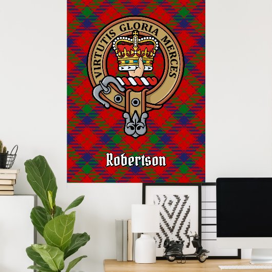 Clan Robertson Crest over Tartan Poster (Thuiskantoor)