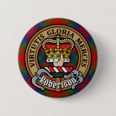 Clan Robertson Crest over Tartan Ronde Button 5,7 Cm (Voorkant)