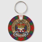 Clan Robertson Crest over Tartan Sleutelhanger (Voorkant)