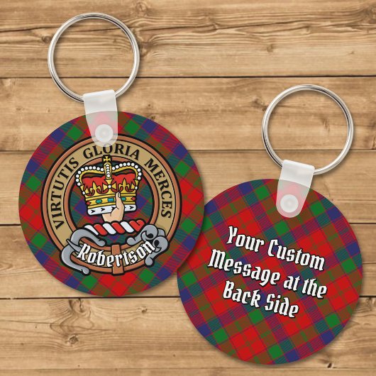 Clan Robertson Crest over Tartan Sleutelhanger